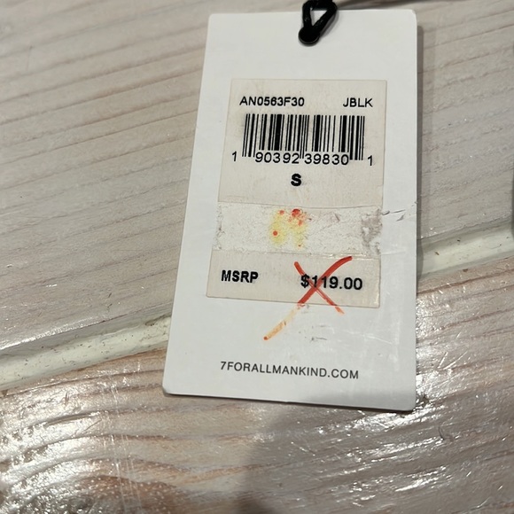 NWT 7 For All Mankind jet black wrap front blouson sleeve 100%cotton top - Picture 11 of 11